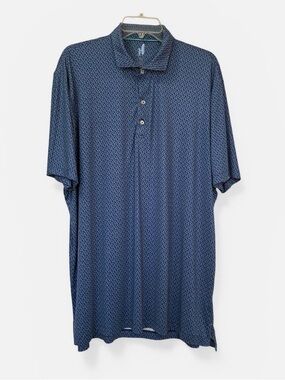 Johnnie O Featherweight Gallo Polo Men’s XL UPF 50 Blue Botanical Print Preppy
